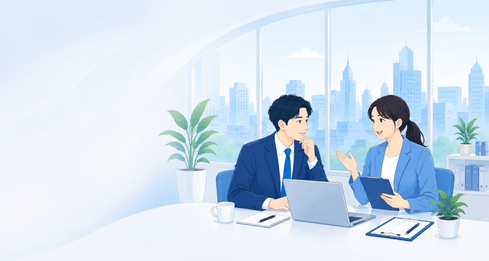 就労ビザについて相談する外国人の採用候補者と企業の採用担当者